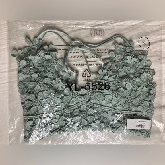 NWT Three Bird Nest Crochet Bralette Sage sz M 34 A-C - Picture 4 of 5